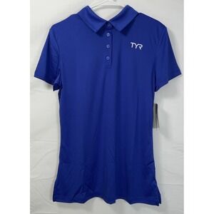 NWT Women's TYR Alliance Tech Short Sleeve Polo‎ Shirt Royal Blue & White Large